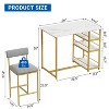 Counter Height Kitchen Table with 2 Upholstered Bar Stools, Wood Dining Table Chairs Set for 2 with Storage Shelves, for Small Space, Apartment - 4 of 4