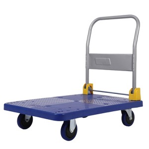 Industrial Steel Flat Dolly Cart - 1100 lb Capacity, 36x24 Inch L-Shape Platform - 1 of 4