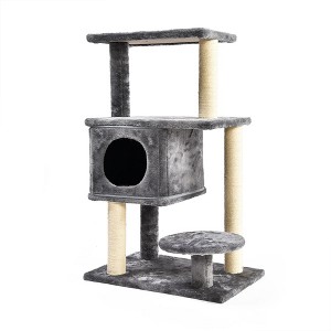 Max & Marlow 3 in 1 Transforming Cat Activity Tree Tower with Scratching Post Design for Kitten Pet House Play, Up to 50 Inches Tall, Gray - 1 of 4