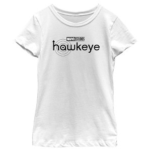 Girl's Marvel Hawkeye Black and White Logo T-Shirt - 1 of 4