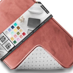 Hearth & Harbor Bathroom Rugs, Ultra Soft Velvet Memory Foam Bath Mats with PVC Backing - 1 of 4