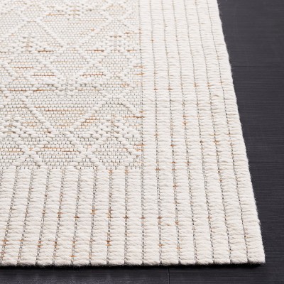 Ivory and Brown 6' x 9' Flat Woven Wool Area Rug