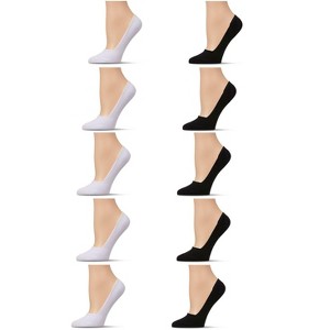 Memoi Women's 10 Pair Pack Cotton Blend Mid-Cut No-Show Liner Socks - 1 of 4