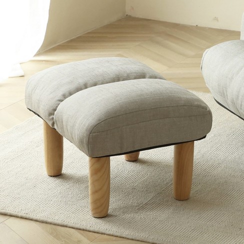 Foot Stool, Small Footrest Ottoman, Linen Fabric Home Bedroom Stool With Elastic Cushion Foam, Extra Seating For Living Room Bedroom - image 1 of 4