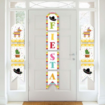 Big Dot of Happiness Let's Fiesta - Hanging Vertical Paper Door Banners - Mexican Fiesta Wall Decoration Kit - Indoor Door Decor