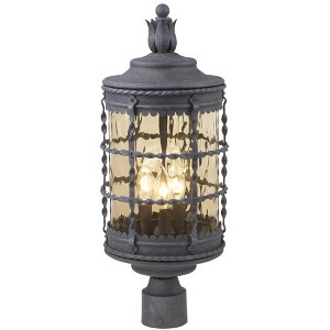 Minka Lavery Rustic Outdoor Post Light Fixture Textured Black Power Coat 22 3/4" Champagne Hammered Glass for Exterior Barn House - 1 of 4