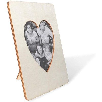 Heart Shaped Unfinished Wood 4x6 Picture Frames, Set of 4