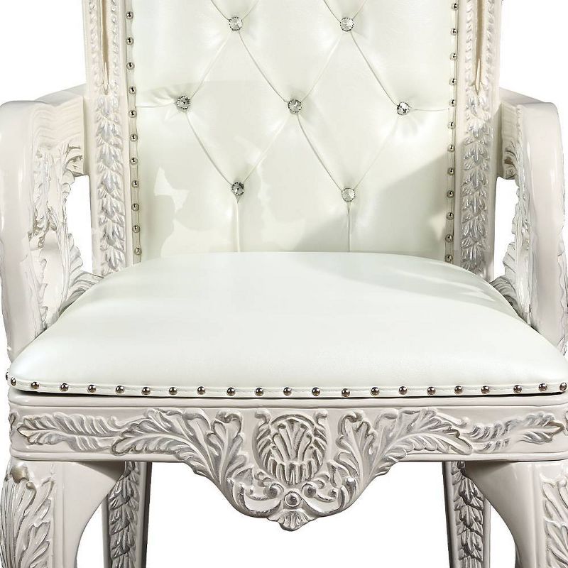 28&#34; Adara Dining Chairs White Synthetic Leather &#38; Antique White Finish - Acme Furniture, 5 of 11