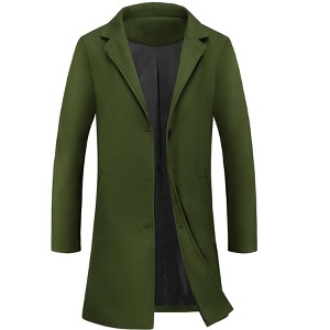 Lars Amadeus Men's Notched Lapel Single Breasted Formal Long Coat - 1 of 4