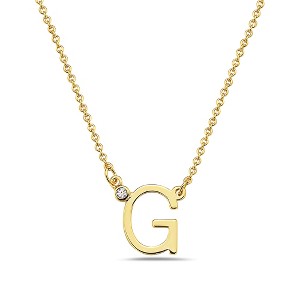 Stylish 14k gold plated initial necklace adorned with sparkling cubic zirconia for a personalized and elegant touch. - 1 of 2