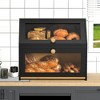 MOEPISY Bamboo Bread Box and Bread Storage Solution, Vintage Bread Box for Kitchen Countertop Black - 4 of 4