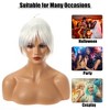 Unique Bargains Women's Halloween Wigs 12" White with Wig Cap Synthetic Fibre - 2 of 4