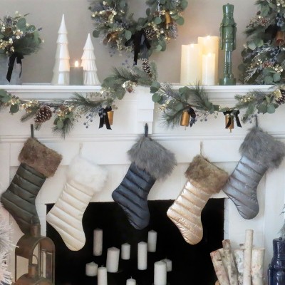 19'' Ivory Quilted Velvet Christmas Stocking