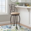 30" Genna Back Faux Leather Swivel Seat Barstool Brown - Linon: Metal Frame, Upholstered, Fixed Height - 2 of 4