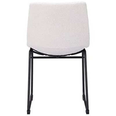 Ivory Faux Leather Upholstered Side Chairs with Metal Base, Set of 2