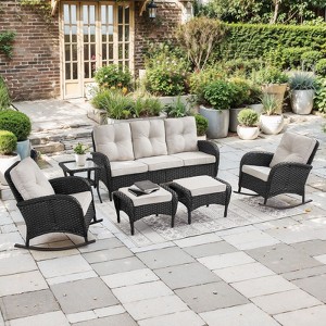 Gymojoy Outdoor Sofa Rocking Chair Side Table with Ottomans Patio Funiture - 1 of 4