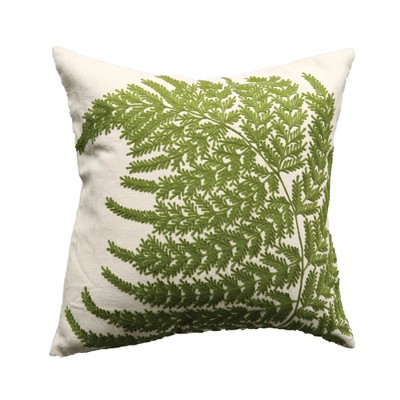 Fern Embroidered Throw Pillow - 3R Studios