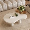 Chic Crate - White/Cream Nesting Coffee Tables Set of 2, 2 in 1 Modern Irregular Glass Top End Table, Easy Living Room Assembly - 3 of 4