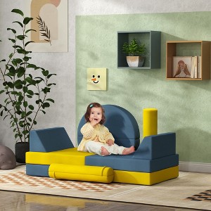 Whisen 12-Piece Modular Soft Foam Play Couch for Toddlers, Convertible Kids Sectional Sofa with Removable Covers, Creative Building Blocks - 1 of 4