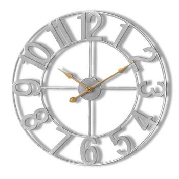 Sorbus Large Wall Clock for Living Room Decor - Numeral Wall Clock for Kitchen - 16-inch Wall Clock Decorative (Silver)