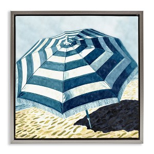 Stupell Industries Striped Beach Umbrella Floating Frame Canvas Art - 1 of 4