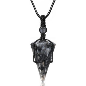 6-Facet Healing Crystal Necklace, Adjustable Natural Gemstone Pendant for Men & Women Labradorite - 1 of 4