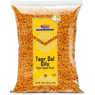 Toor Dal (Split Pigeon Peas) Oily - 64oz (4lbs) 1.81kg - Rani Brand Authentic Indian Products