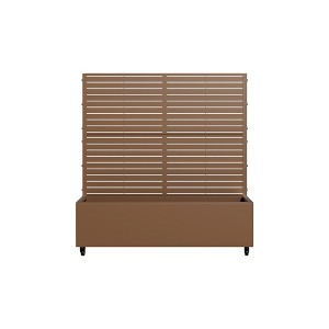 Lirago 4 ft. H x 4 ft. W Metal Planter Box privacy screen Garden Bed with Trellis and Wheels - Brown - 1 of 4