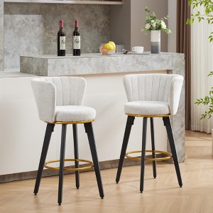 Upholstered Swivel Counter Height Bar Stools Set of 2 with Backs and Footrest for Kitchen Island, Home Bar, or Dining Room - 1 of 4