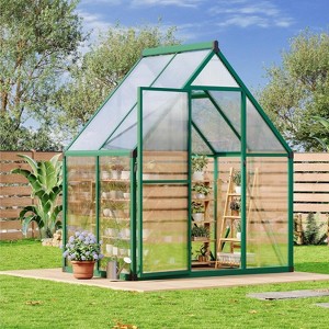GustoWave 6 x 4 ft Greenhouse, Polycarbonate Walk-in Greenhouse with Aluminum Frame - 1 of 4