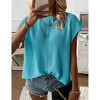 Womens Summer Cap Sleeve Tops Trendy Casual Crew Neck Knit Lightweight Sweater Pullover Top - 2 of 4