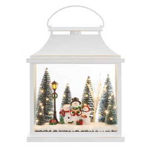 Danya B. Tabletop White Christmas Holiday Winter Scene Diorama Lighted Lantern Decoration - Rectangle - 1 of 4