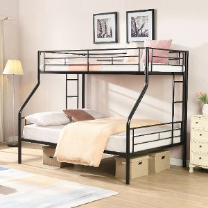Kumasinova Metal Bunk Bed, Strong Steel Bed Frame with Safe Stairs, Modern Space-Saving Bunk Bed for Teens and Adults, 13" Under-Bed Storage - 1 of 4