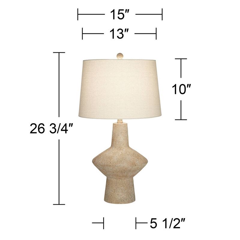 360 Lighting Cozumel 26 3/4" Tall Geometric Rustic Mid Century Modern Coastal Table Lamps Set of 2 Beige Living Room Bedroom Bedside Off-White Shade, 4 of 10