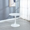 Vynxaria 31.5" White Tulip End Table - Mid-century Round Dining & Leisure Coffee Table - 2 of 4