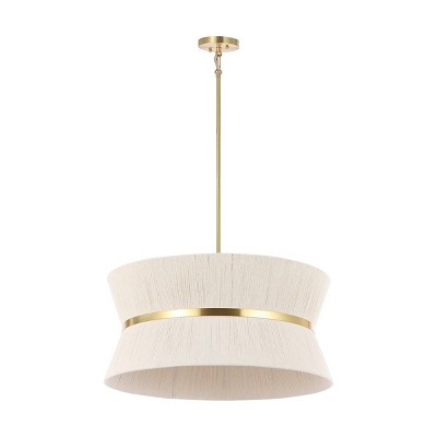 Image of Alma 4 Light 24 Inch Chandelier - Bleached Natural/Brass Gold - Safavieh.