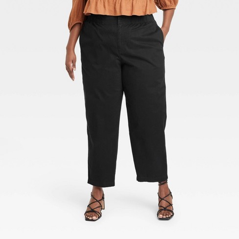 Women's High-rise Pleat Front Tapered Chino Pants - A New Day™ Black 14 :  Target