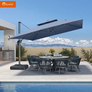 PURPLE LEAF Outdoor Cantilever Umbrellas with Base Large Patio Umbrella Offset Umbrella 360 Degree Rotation - 1 of 4