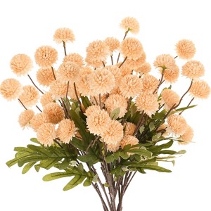 Unique Bargains 5-Heads Artificial Chrysanthemum Ball Flowers Silk Bouquets Real Touch 20 Inch - 1 of 4