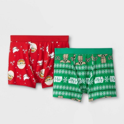 Men's Holiday Star Wars Baby Yoda Boxer Briefs 2pk - Green/red