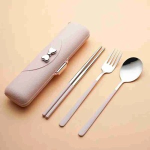 Travel cutlery set, 18/8 stainless steel cutlery, Reusable utensils set with case, Portable Silverware Lunch Box for Camping and Office - 1 of 4