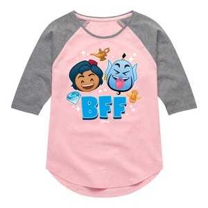 Girls' - Disney - Aladdin Emoji Shirt Tail Raglan Graphic T-shirt - 1 of 3
