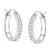 Haus of Brilliance -Silver Diamond Accent Channel Set Style Hoop Earring - 3 of 4