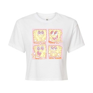 Women's - Spongebob Squarepants - Cute Face Grid Cropped Graphic T-Shirt - 1 of 4