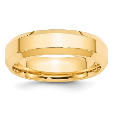 Black Bow Jewelry 6mm 14K White or Yellow Gold Beveled Edge Comfort Fit Band