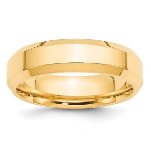 Black Bow Jewelry 6mm 14K White or Yellow Gold Beveled Edge Comfort Fit Band - 1 of 4