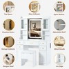 41"W Dressing Table Vanity Table Makeup Table Set with Cushioned Storage Stool, Lighted Mirror, Charging Station, Drawer and Cabinet, White-ModernLuxe - 3 of 4