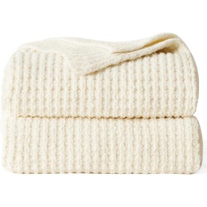 Attop Waffle Knit Throw Blanket- Plush Warm & Cozy 50" x 60" Ultra Soft Blanket- Chunky Fluffy Waffle Throws for Couch Bed Sofa - 1 of 4