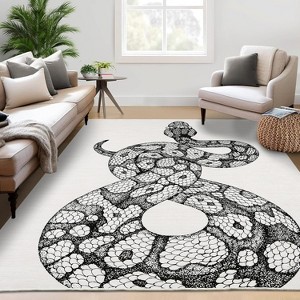 4x6 Unique Snake Rug, Washable Low Pile Rug, Non-Shedding, Non-Slip TPR Backing, Soft thin Foldable Mat for Dining Room,Living Room - 1 of 4
