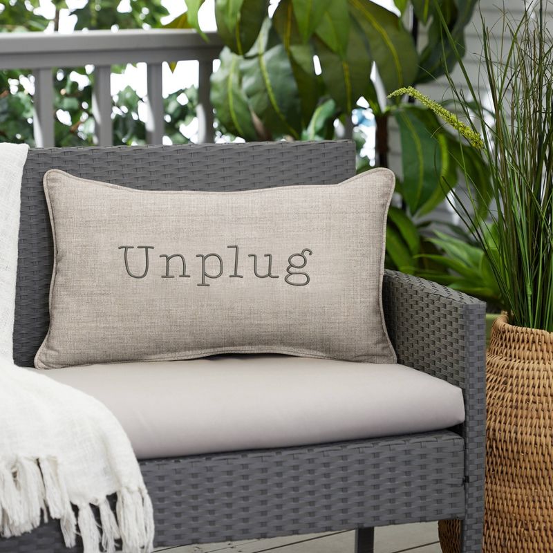 Indoor/Outdoor Unplug Embroidered Lumbar Throw Pillow - Sorra Home, 4 of 8
